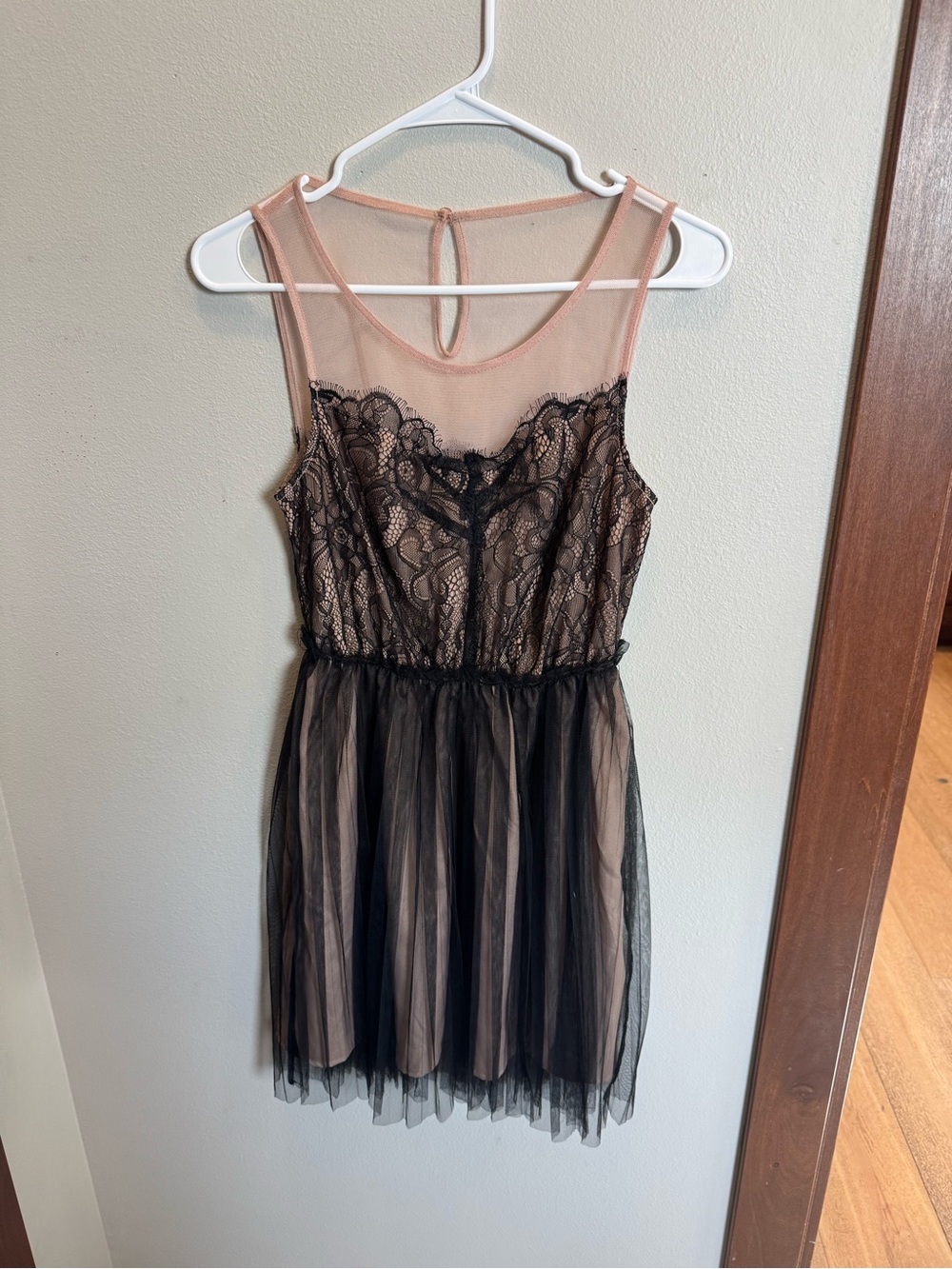 Pins & Needles Blush and Black Lace Mesh Chemise